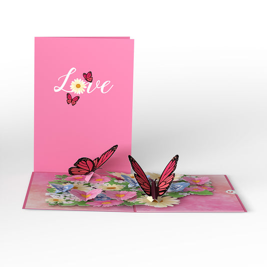 Floral Garden Butterflies Pop-Up Card