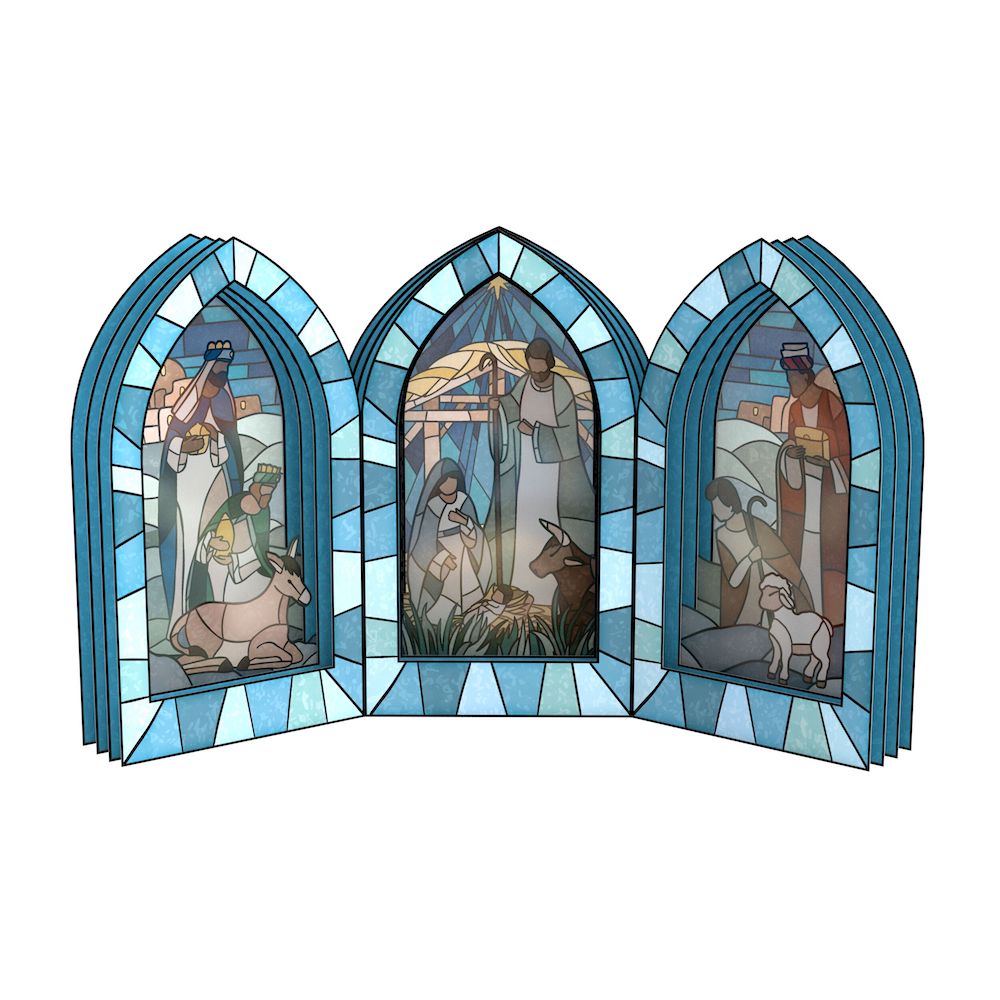 Stained Glass Nativity Windows Giant Pop-Up Gift