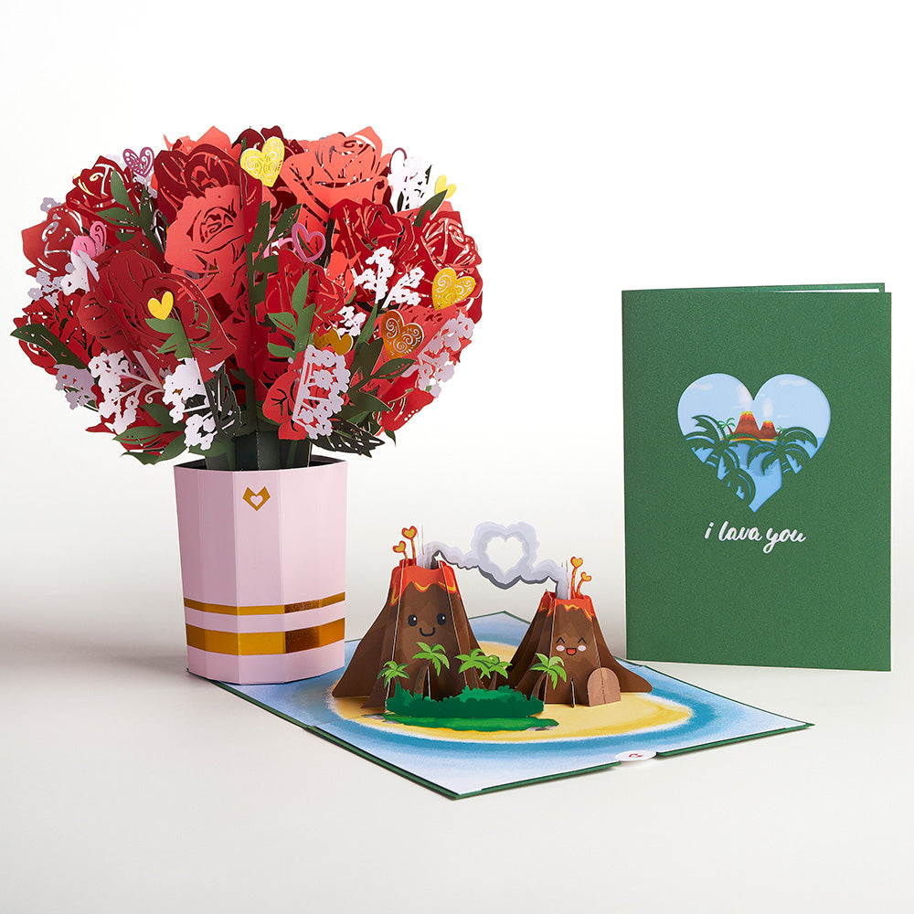 I Lava You Pop-Up Card & Sweetheart Bouquet Bundle