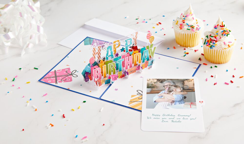 Happy Birthday Pop-Up Card with Customized Photo and Message