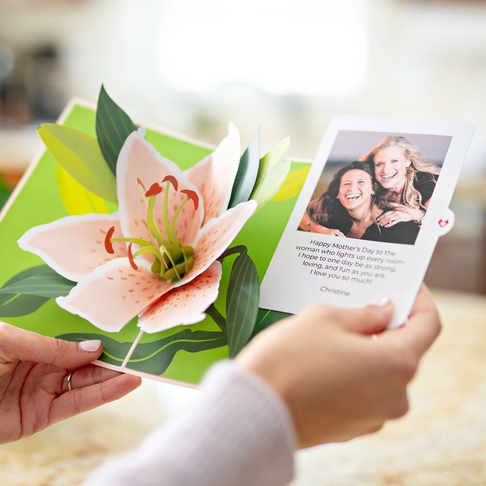 Mother's Day Lily Bloom Card with Custom Photo