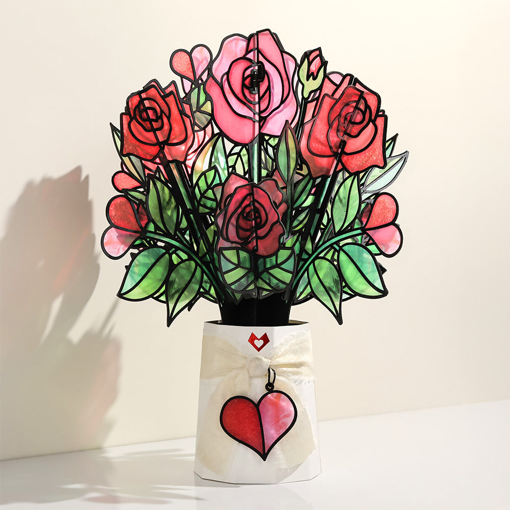 Love Rollercoaster Pop-Up Card & Suncatcher Bouquet Bundle