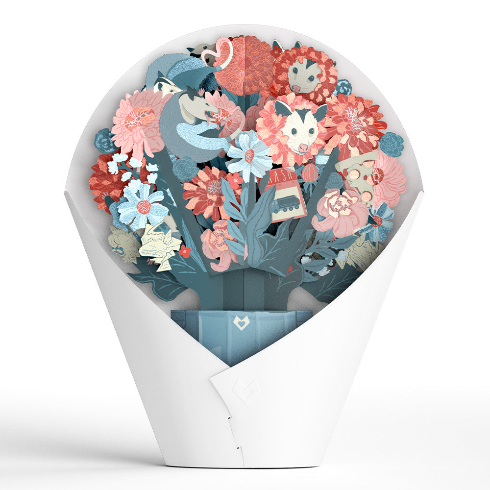 Awe-ssum Possum Birthday Pop-Up Card & Glitter Bouquet Bundle