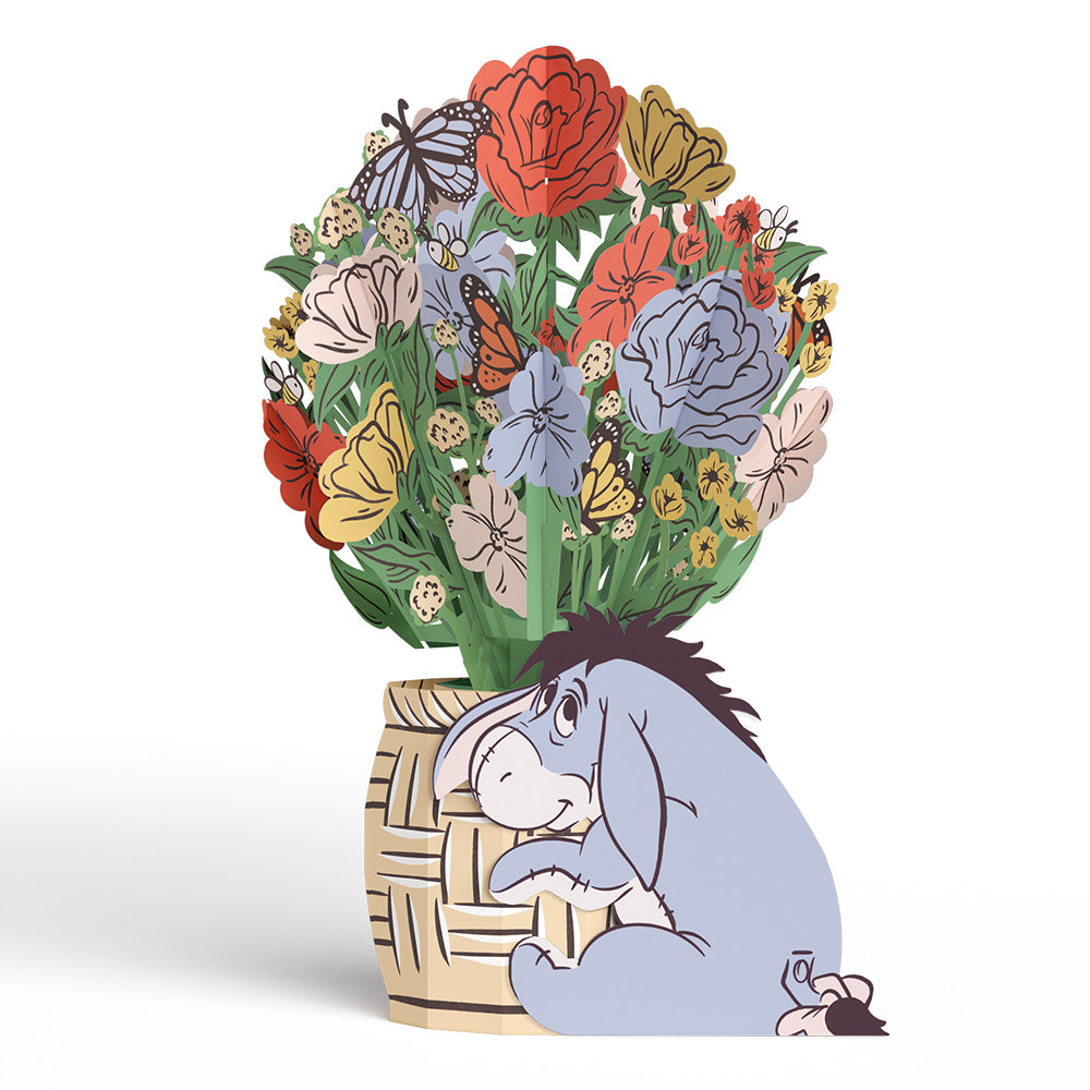 Disney's Winnie the Pooh Sweetest Treat Pop-Up Card & Flower Buds Bouquet Bundle