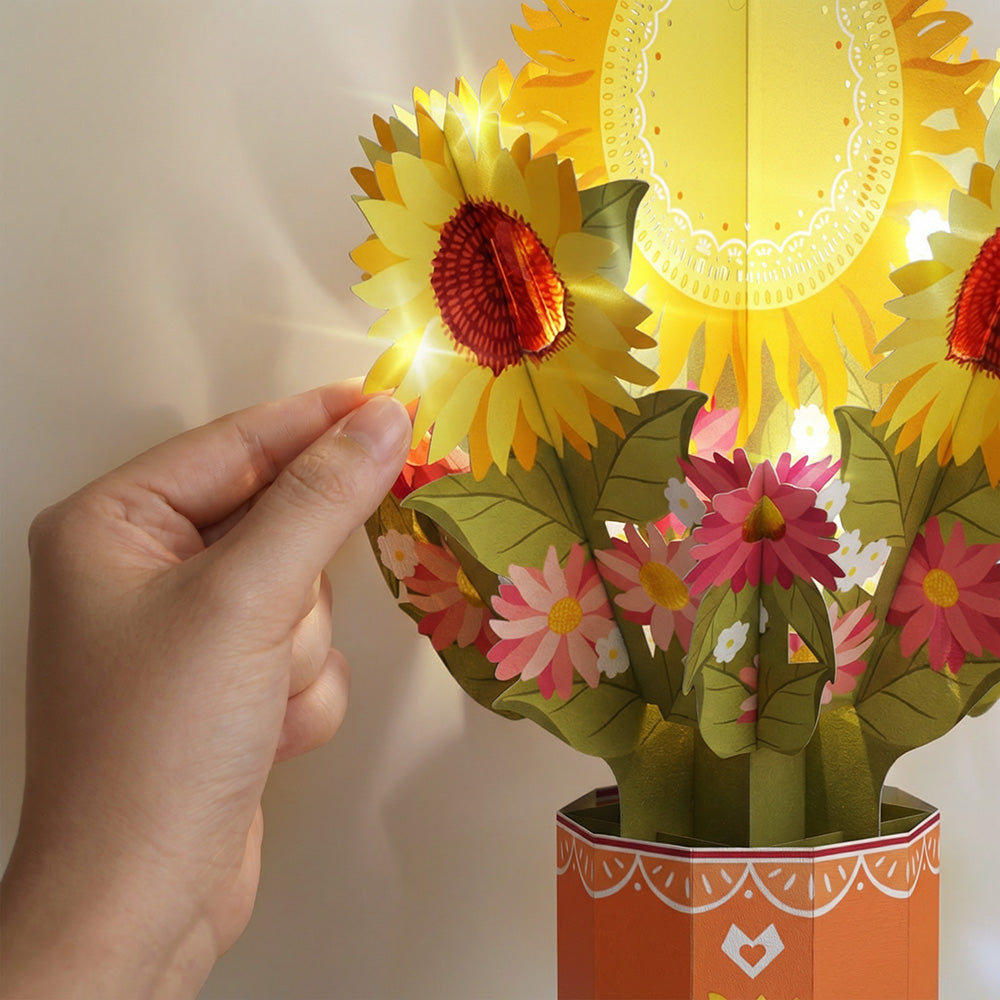 You Are My Sunshine Music and Lights Pop-Up Card & Bouquet Bundle
