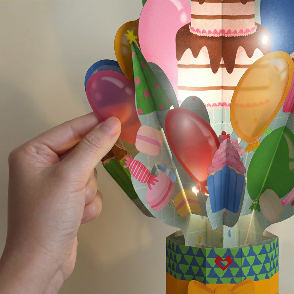 Oh Snap, It's Your Birthday Music and Lights Pop-Up Card & Bouquet Bundle