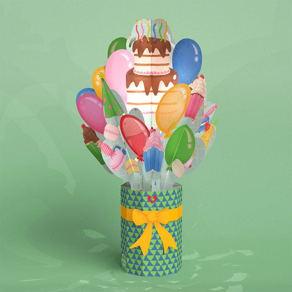 Oh Snap, It's Your Birthday Music and Lights Pop-Up Card & Bouquet Bundle