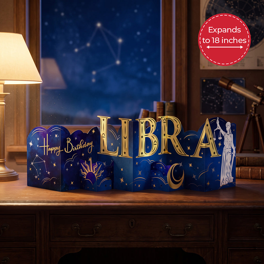 Libra Zodiac Birthday Loooooong Card™ (Expands to 18 inches)