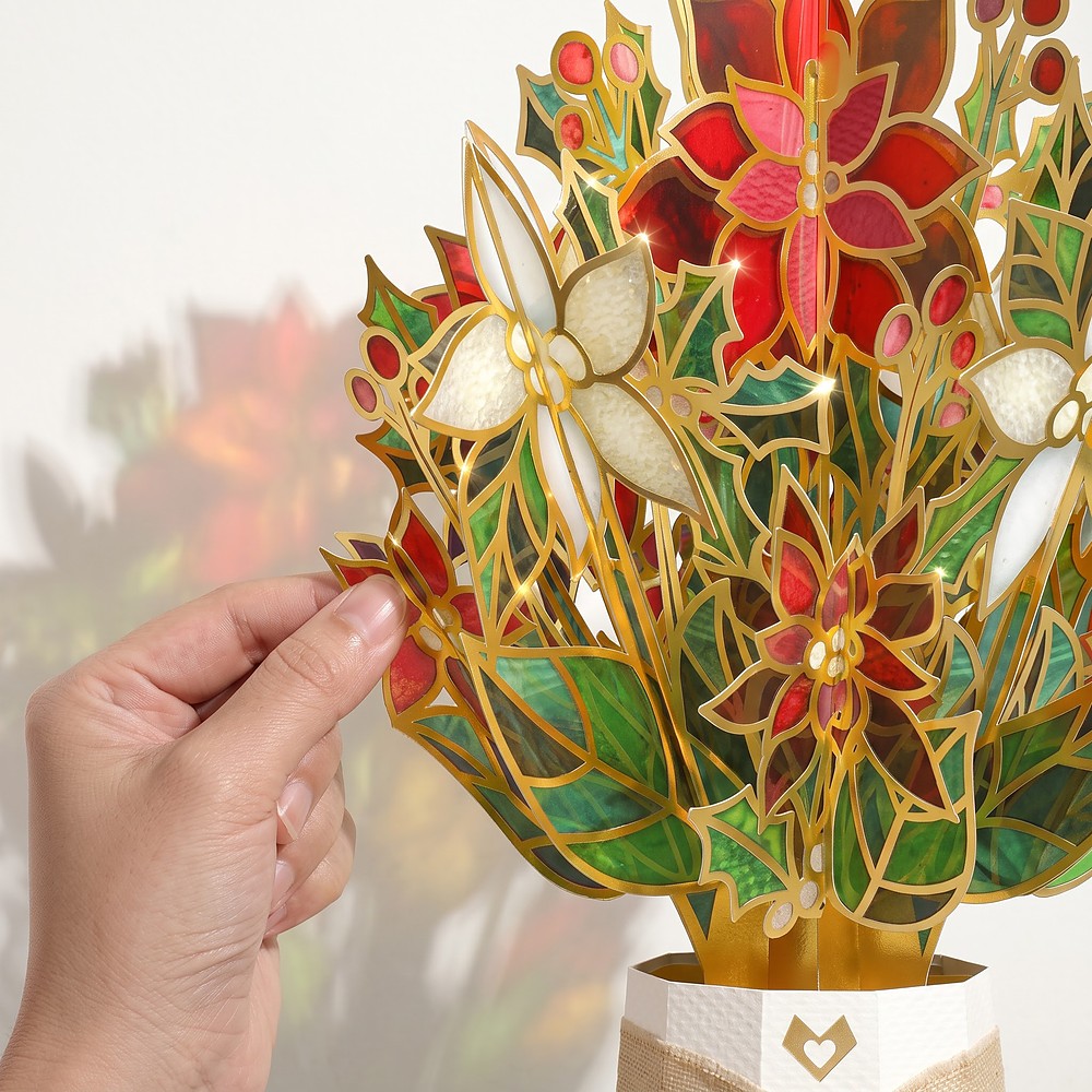 Gilded Gold Poinsettia Suncatcher Bouquet