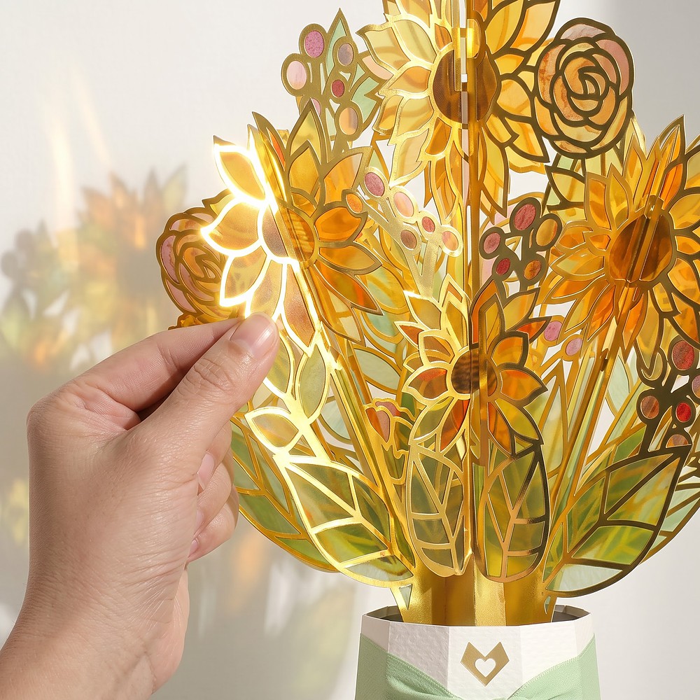 Gilded Gold Sunflower Suncatcher Bouquet
