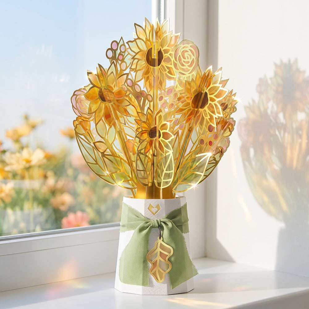 Gilded Gold Sunflower Suncatcher Bouquet