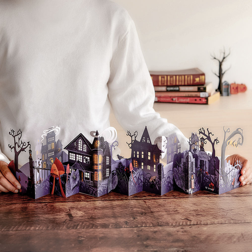 Enchantingly Eerie Halloween Village Loooooong Card™ (Expands to 2 feet)