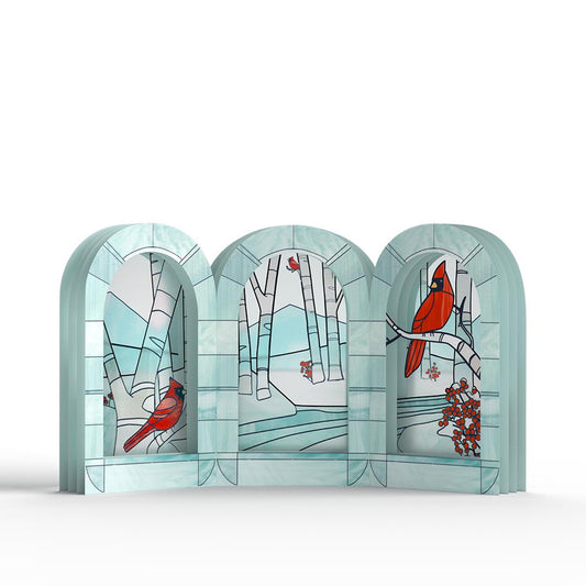 Stained Glass Winter Cardinal Pop-Up Gift