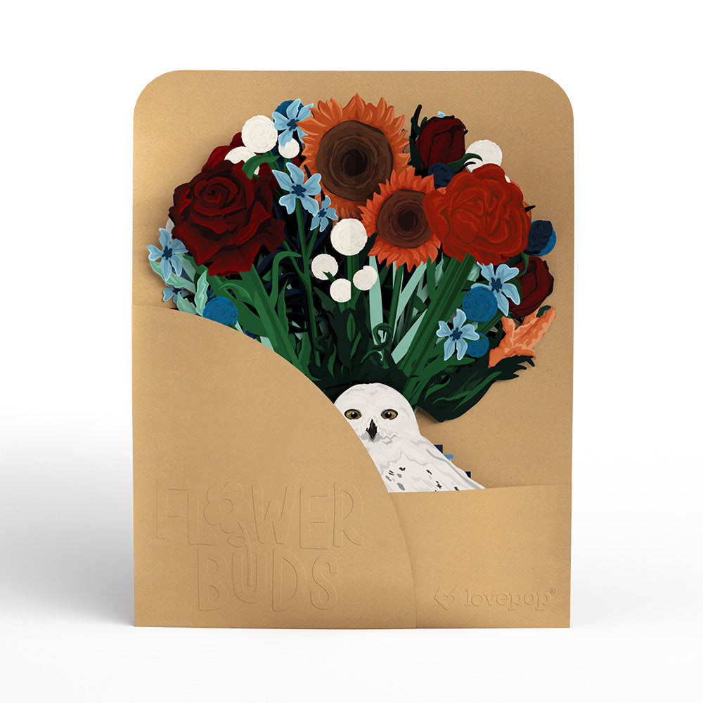 Harry Potter™ Hedwig™ Birthday Pop-Up Card & Flower Buds Bouquet Bundle