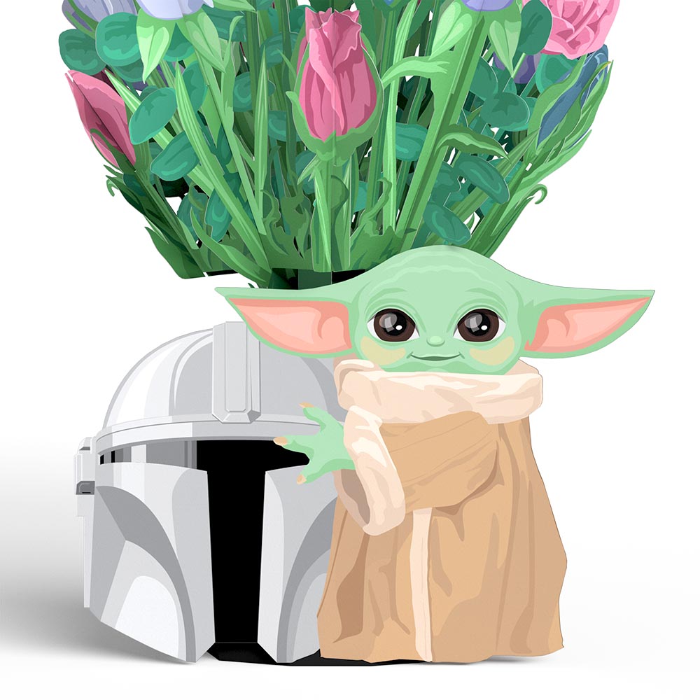 Star Wars™ The Mandalorian™ Grogu™ Birthday Pop-Up Card & Flower Buds Bouquet Bundle