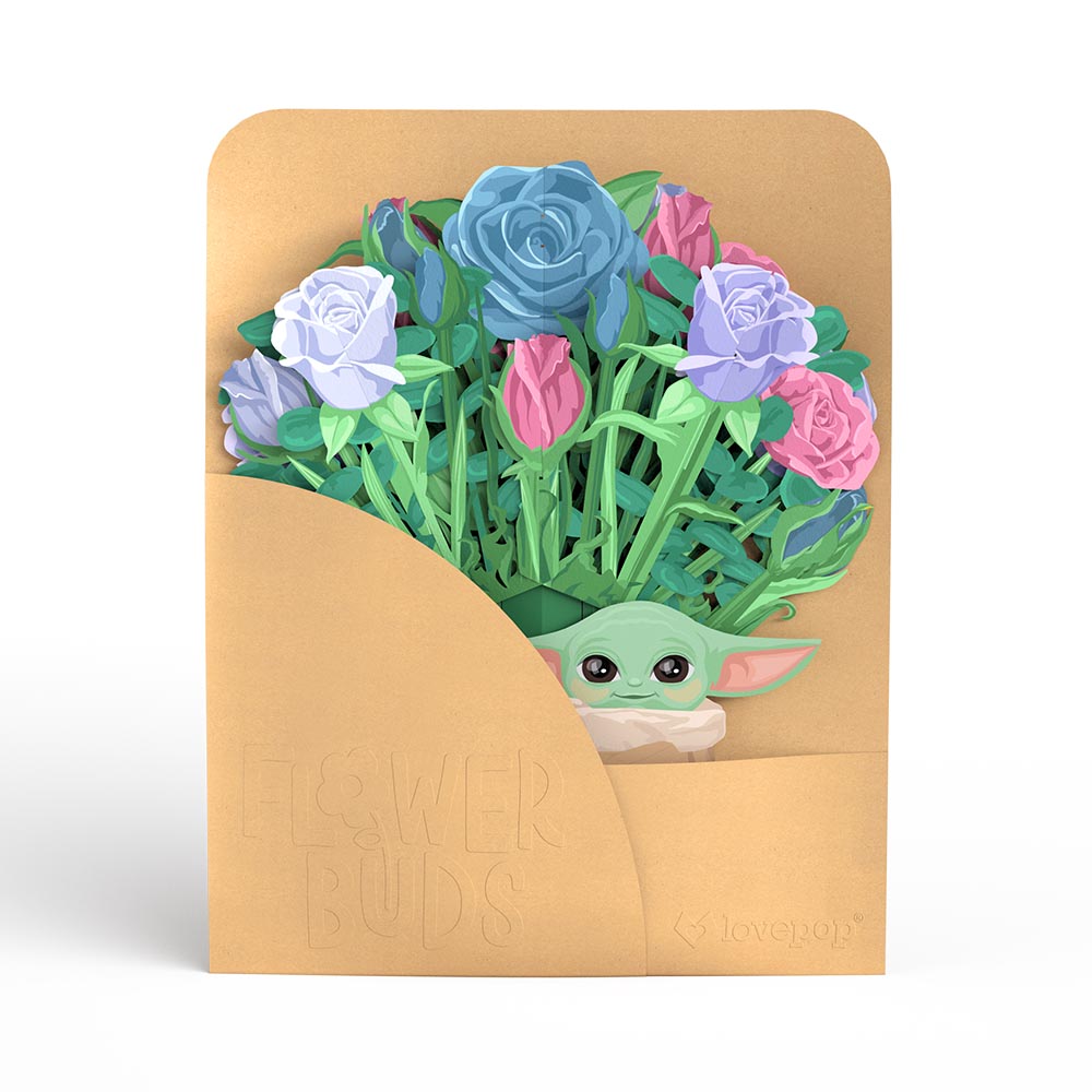 Star Wars™ The Mandalorian™ Grogu™ Birthday Pop-Up Card & Flower Buds Bouquet Bundle