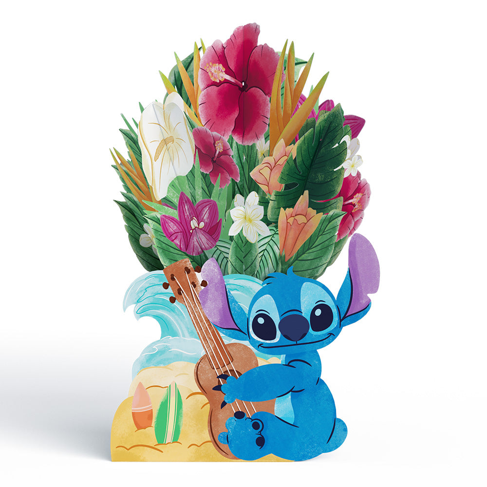 Disney's Stitch Mother’s Day Pop-Up Card & Flower Buds Bouquet Bundle