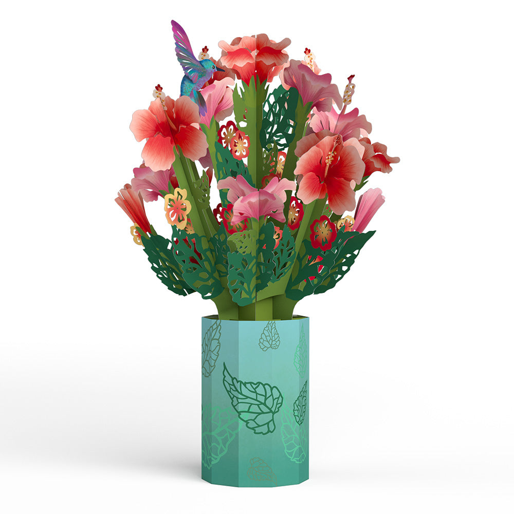 Thinking of You Hummingbird Suncatcher Card & Pop-Up Bouquet Bundle