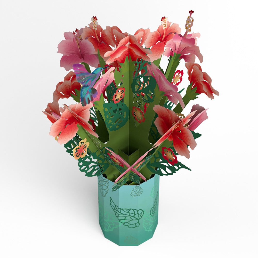 Thinking of You Hummingbird Suncatcher Card & Pop-Up Bouquet Bundle