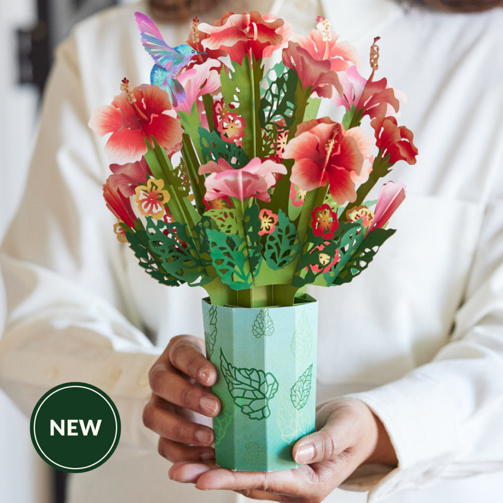 Thinking of You Hummingbird Suncatcher Card & Pop-Up Bouquet Bundle