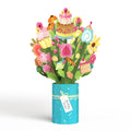 'Eat Cake and Celebrate' Birthday Plushpop Card and Bouquet Bundle