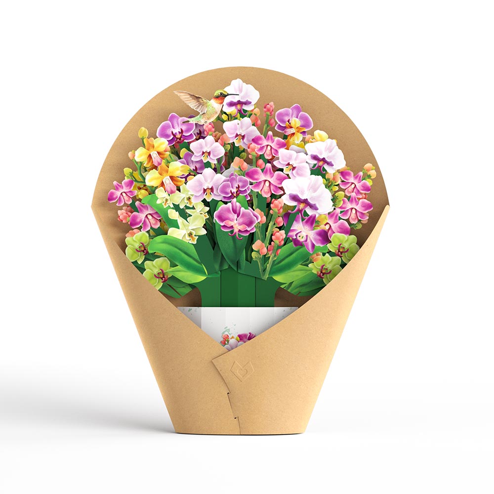 Mother's Day Orchid Pop-Up Card & Bouquet Bundle