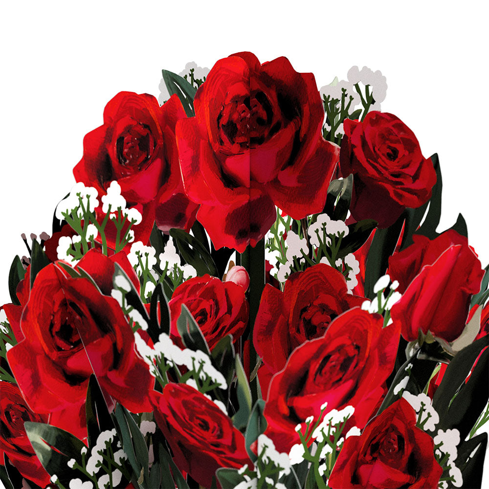 Romantic Red Roses Valentine Bouquet and Sentiment Set for Wife