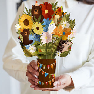 Woodland Birthday Party Bouquet greeting card -  Lovepop