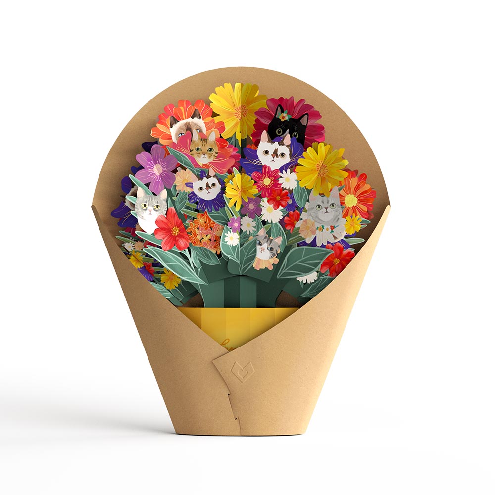 Purr-fect Mother’s Day Pop-Up Card & Bouquet Bundle