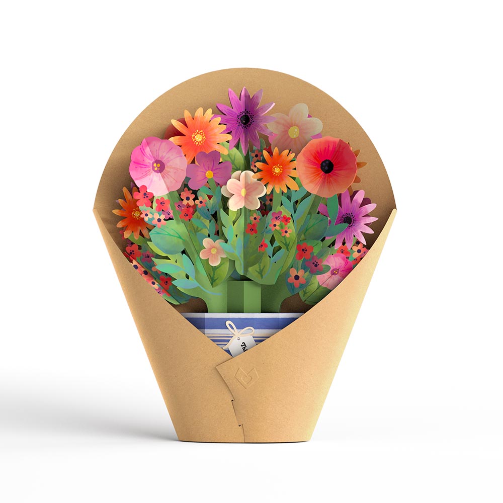 Get Well Soon Pop-Up Card & Bouquet Bundle