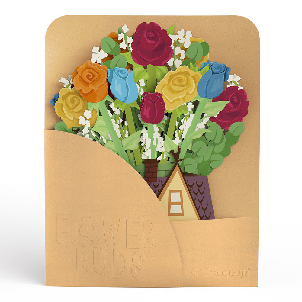 Disney and Pixar Up Sky Is the Limit Pop-Up Card & Flower Buds Bouquet Bundle