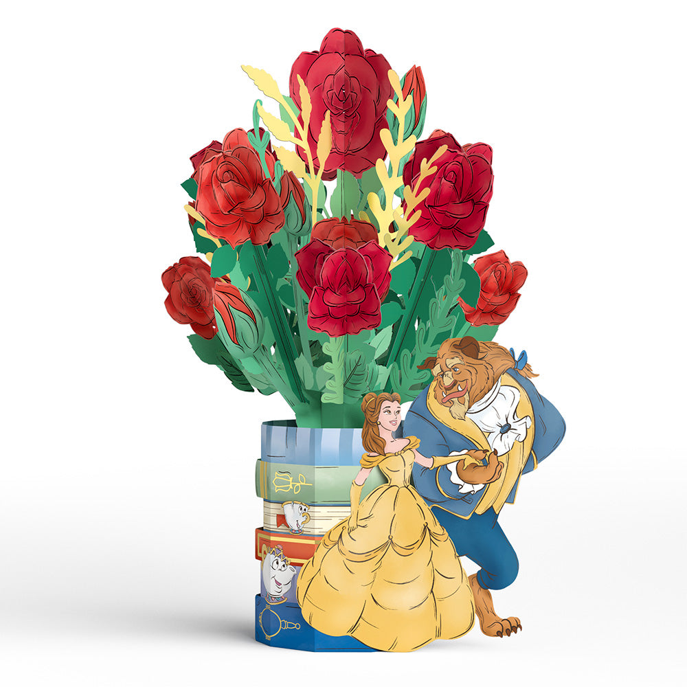 Disney’s Beauty and the Beast Suncatcher Card & Flower Buds Bouquet Bundle