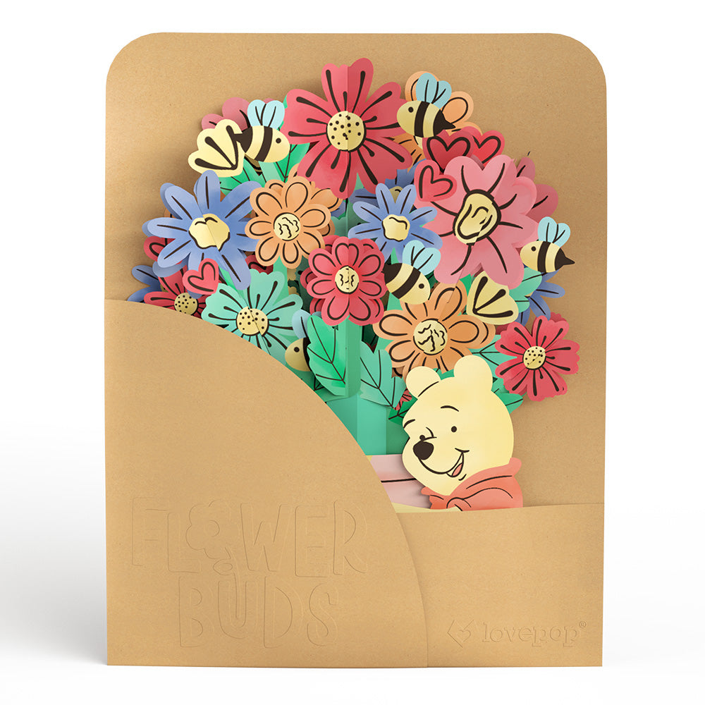 Disney’s Winnie the Pooh Pop-Up Card & Flower Buds Bouquet Bundle