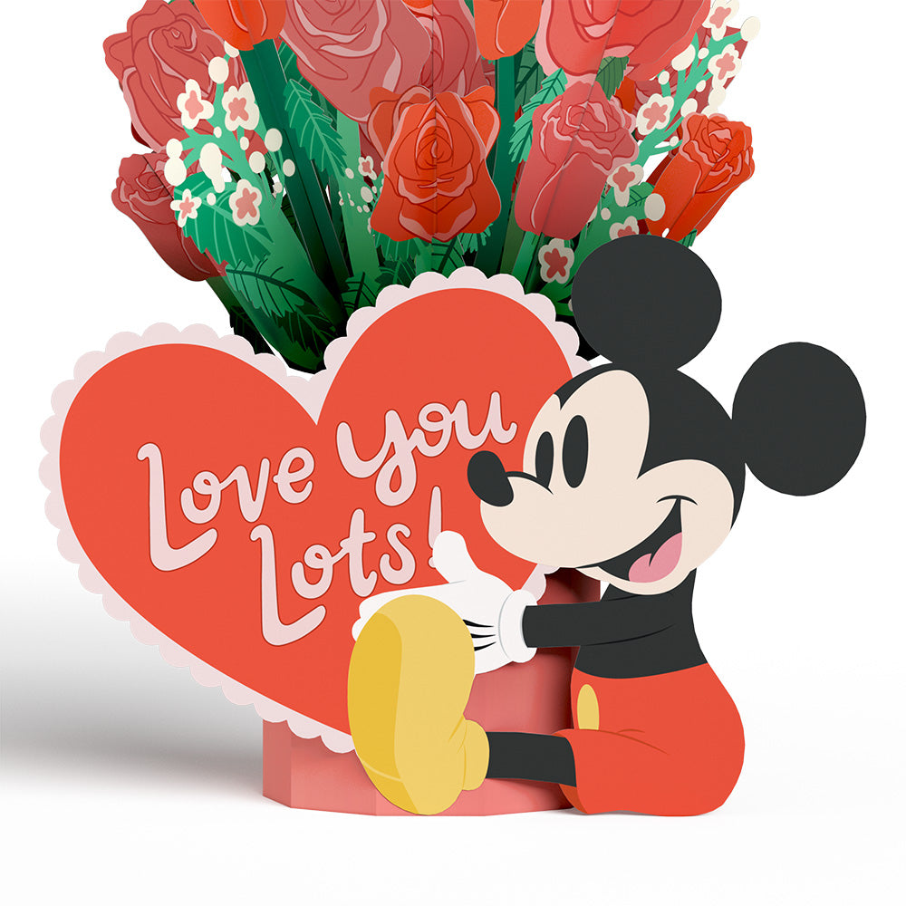 Disney’s Mickey Mouse Love You Lots Pop-Up Card & Flower Buds Bouquet Bundle