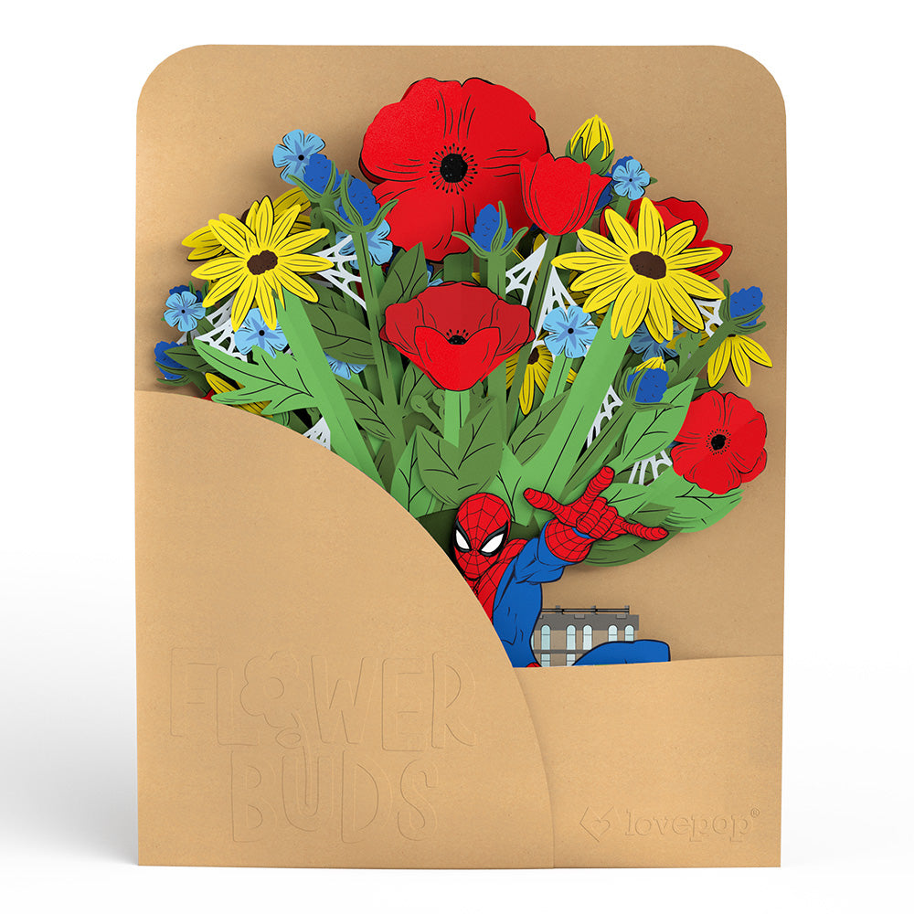 Marvel’s Spider-Man You’re Amazing Pop-Up Card and Flower Buds Bouquet Bundle