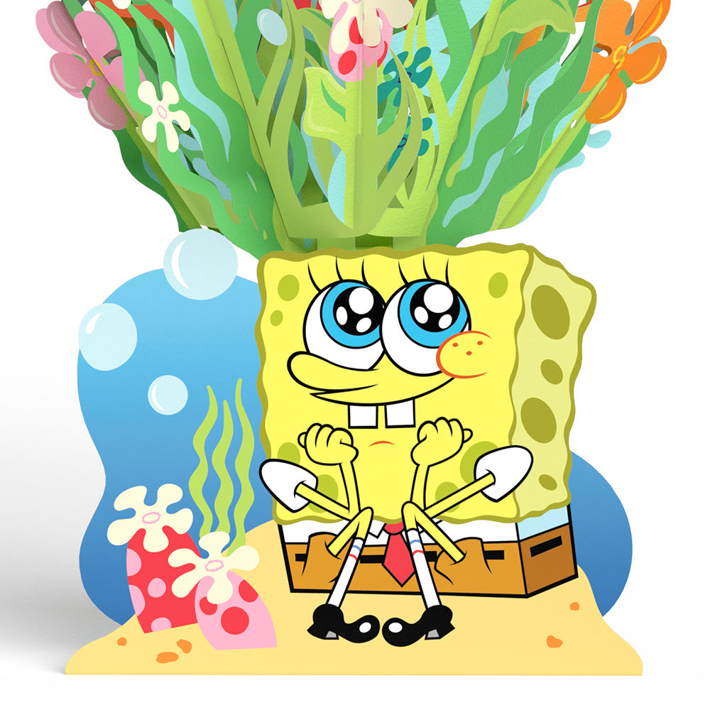 SpongeBob SquarePants Valentine’s Day Pop-Up Card & Flower Buds Bouquet Bundle