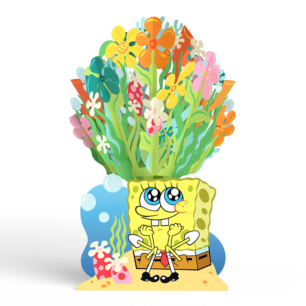 SpongeBob SquarePants Valentine’s Day Pop-Up Card & Flower Buds Bouquet Bundle