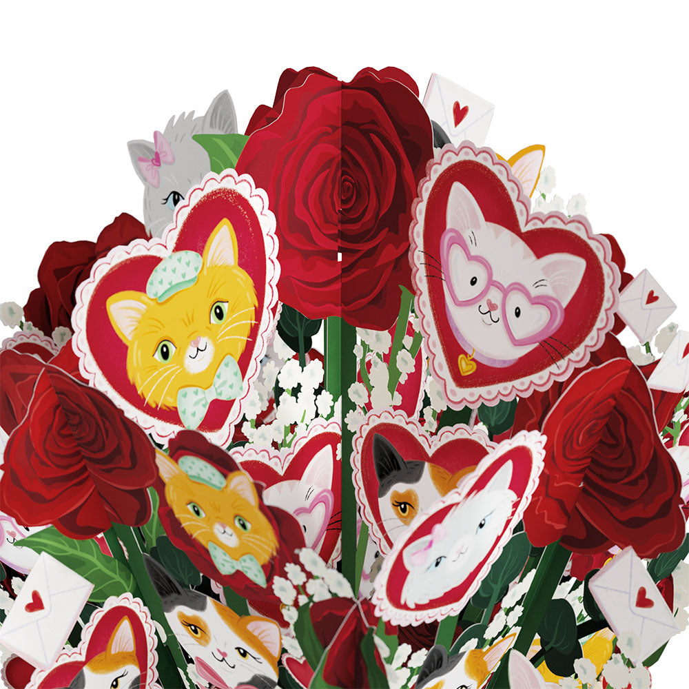 'Happy Valentine's Day' Love Cat Plushpop Card & Bouquet Bundle
