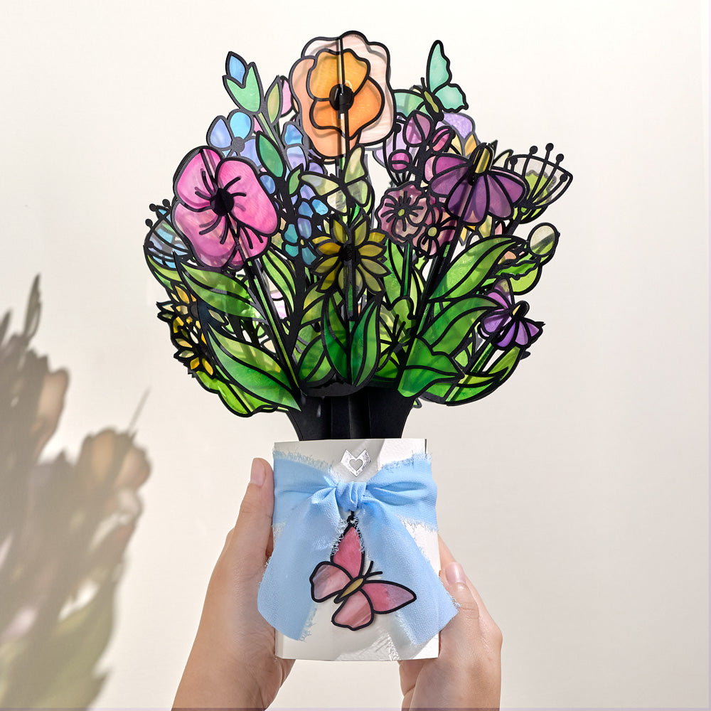 Floral Mom Suncatcher Card & Bouquet Bundle