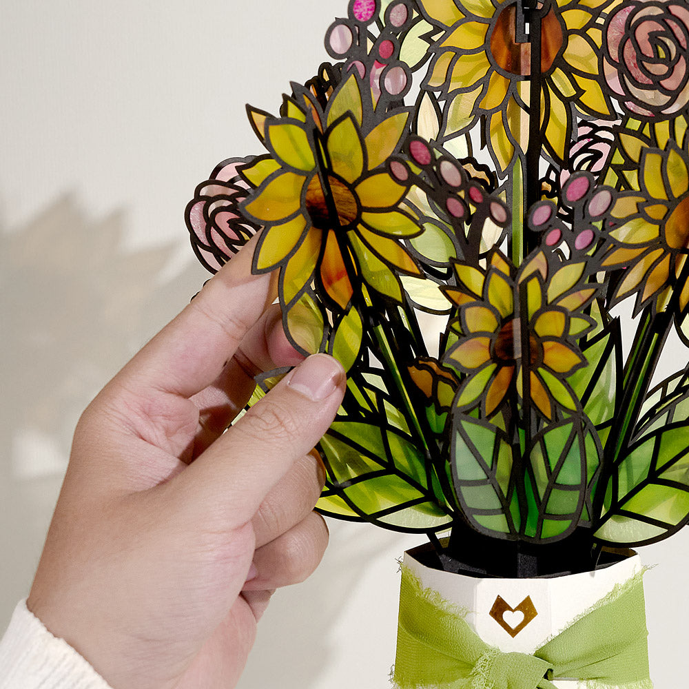 Golden Hour Sunflower Wedding Suncatcher Bouquet and Sentiment Set