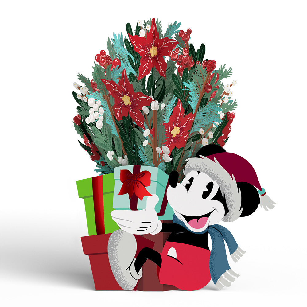 Disney’s Mickey Mouse Festive Cheer Pop-Up Card & Flower Buds Bouquet Bundle