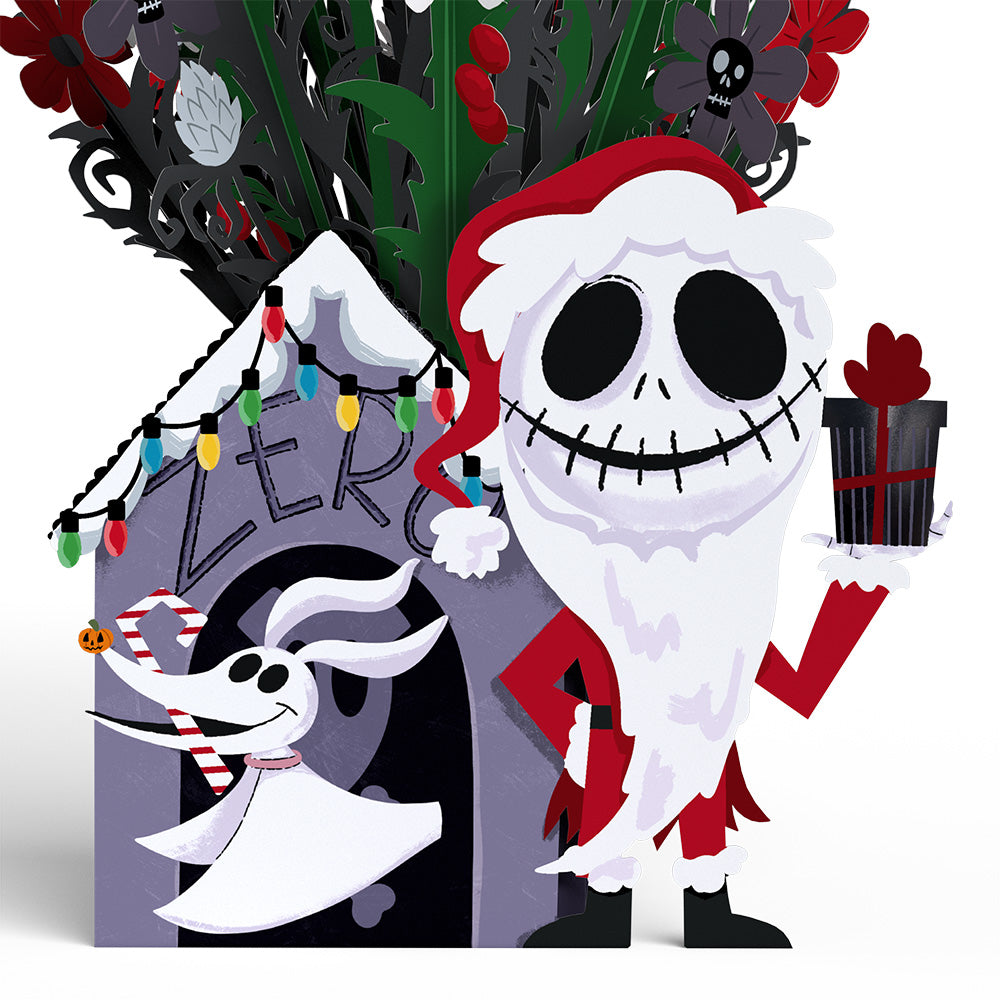Disney Tim Burton’s The Nightmare Before Christmas Santa Jack Pop-Up Card & Flower Buds Bouquet Bundle