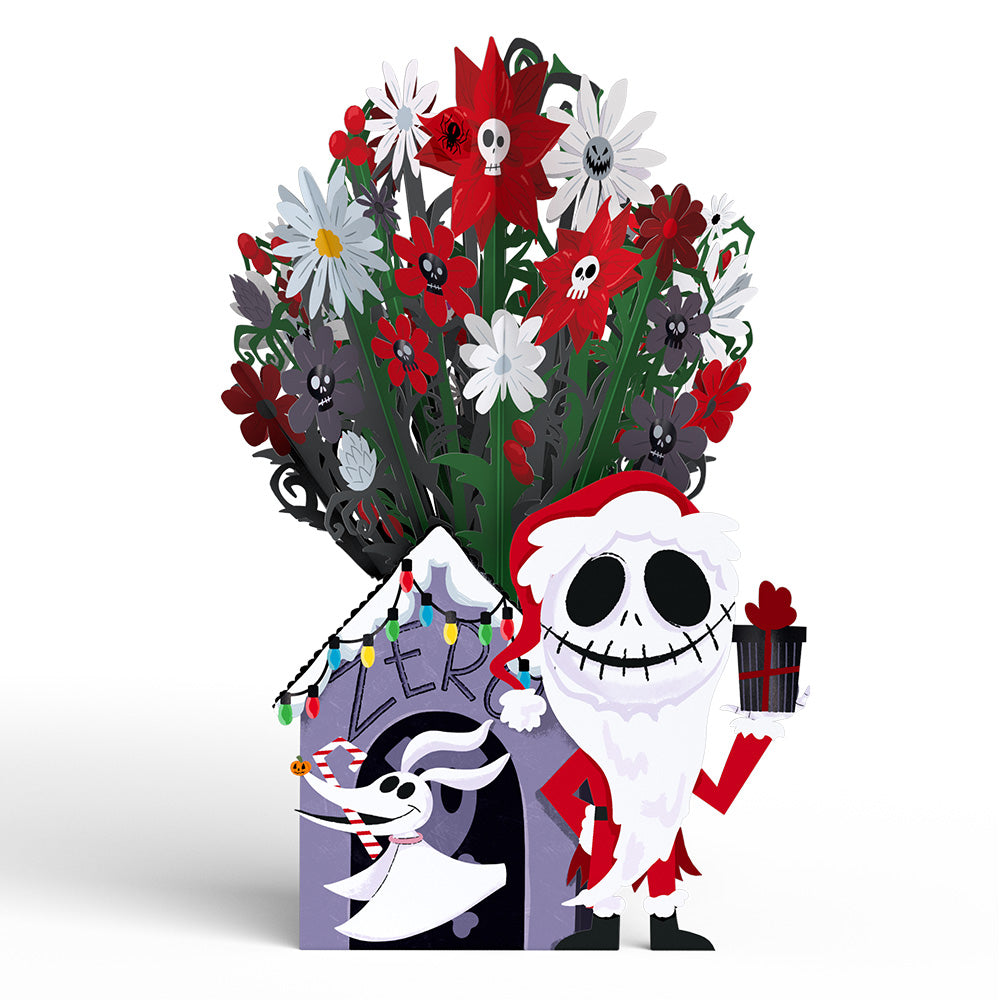 Disney Tim Burton’s The Nightmare Before Christmas Santa Jack Pop-Up Card & Flower Buds Bouquet Bundle