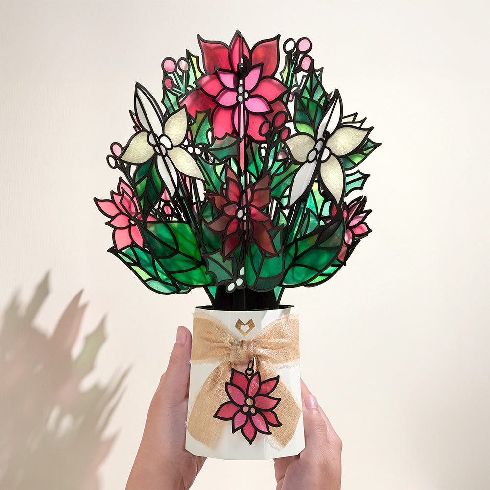 Poinsettia Shimmer Suncatcher Bouquet