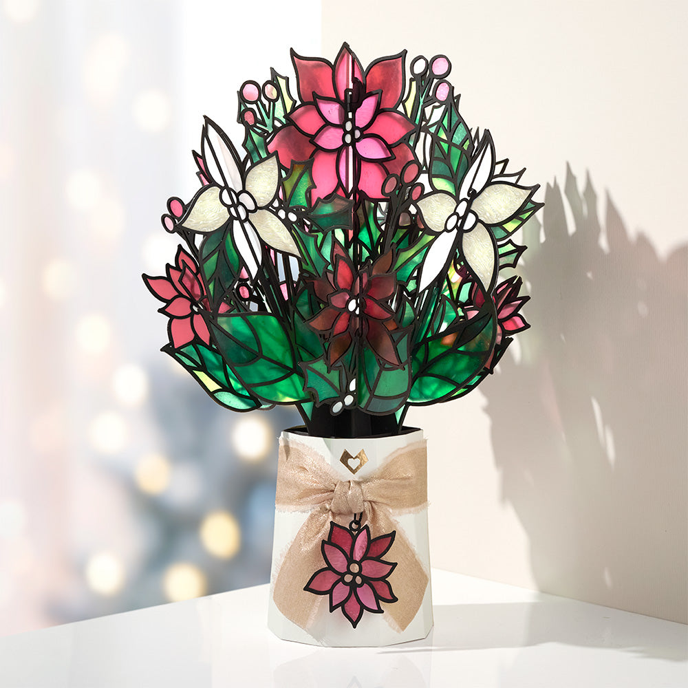 Poinsettia Shimmer Suncatcher Bouquet