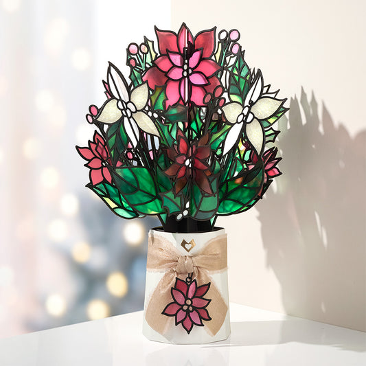 Poinsettia Shimmer Suncatcher Bouquet