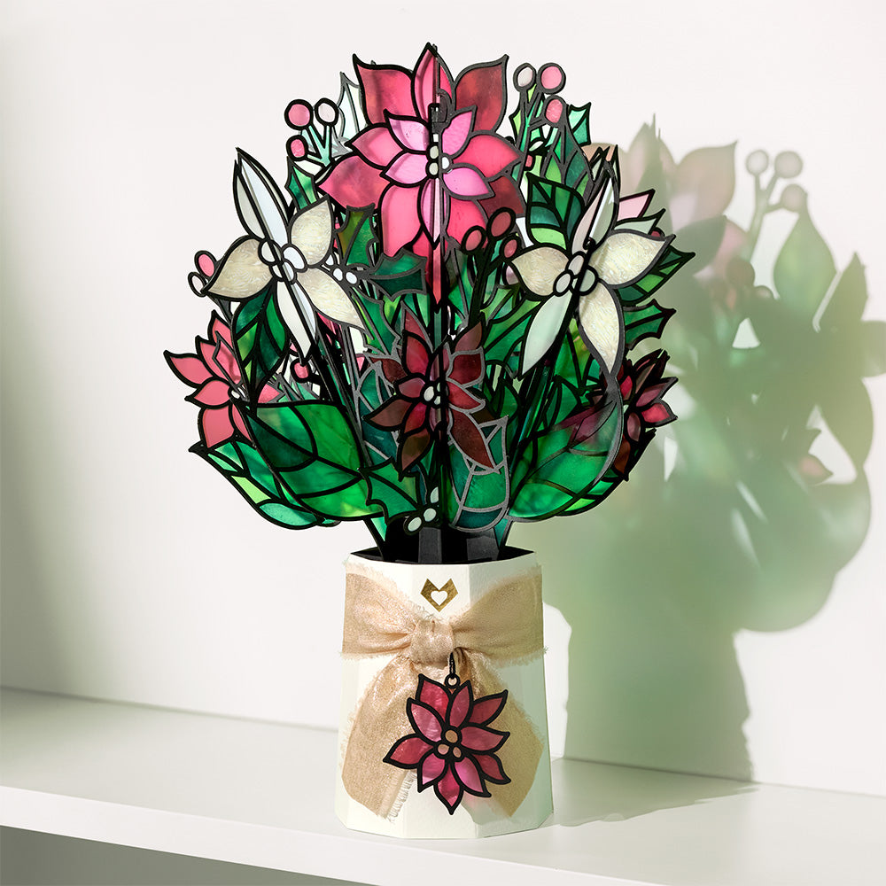 Poinsettia Shimmer Suncatcher Bouquet