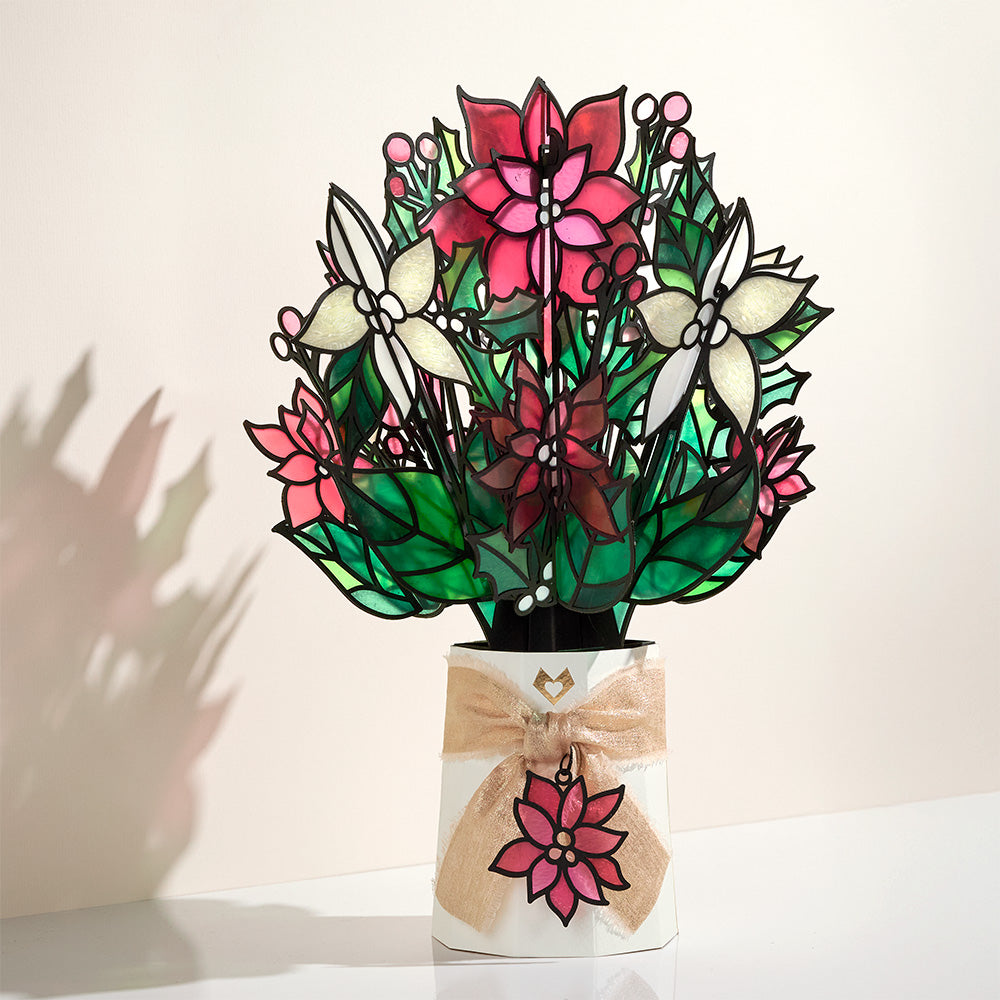 Poinsettia Shimmer Suncatcher Bouquet