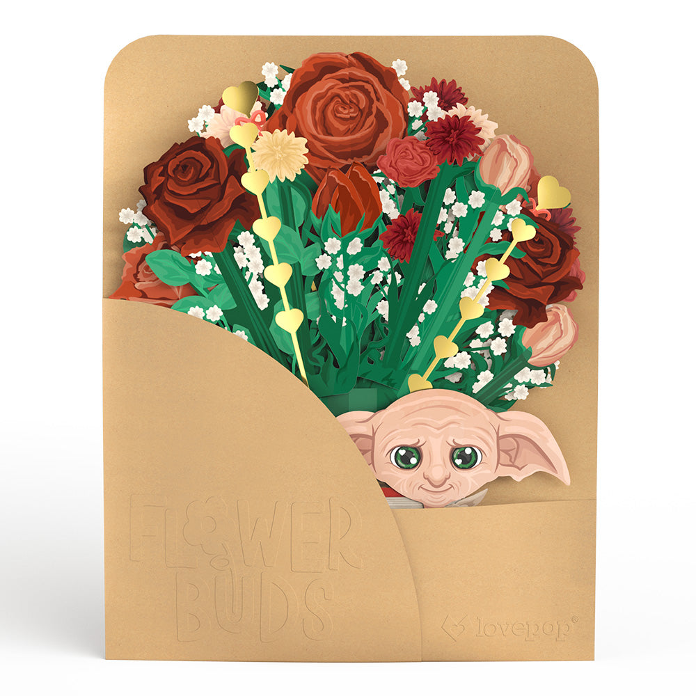 Harry Potter™ Dobby™ Valentine’s Day Pop-Up Card & Flower Buds Bouquet Bundle