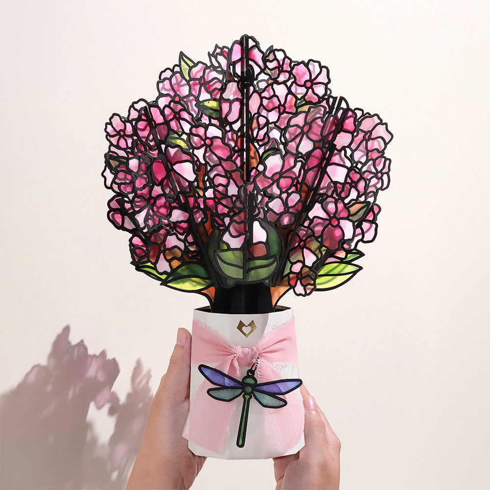 Valentine's Day Cherry Blossom Pop-Up Card & Suncatcher Bouquet Bundle